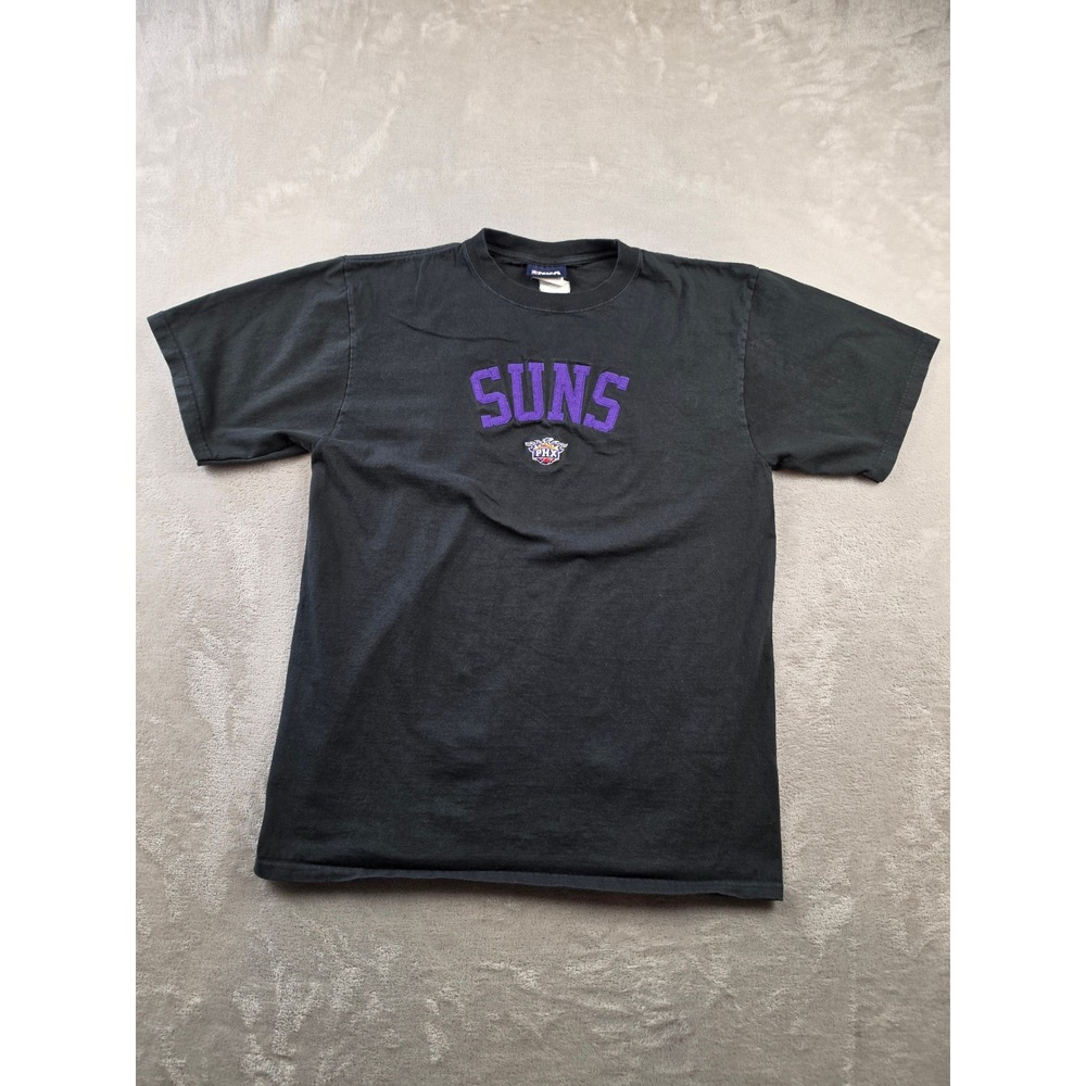 Vintage NBA Phoenix Suns T Shirt Mens Large Black Spellout Logo Cotton Y2K